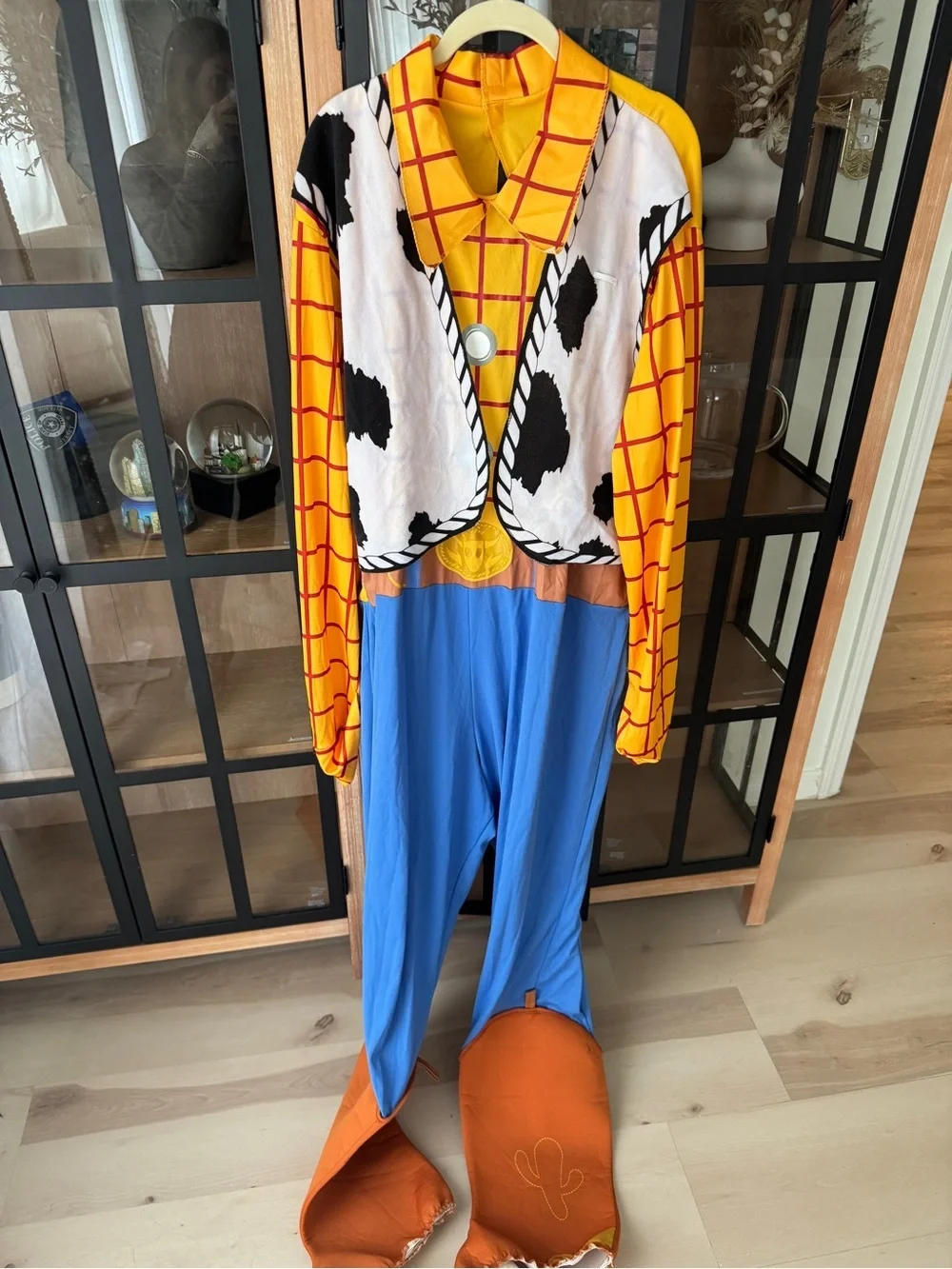 Men’s Woody Toy Story Pixar jumpsuit Halloween costume cowboy boots vest adult